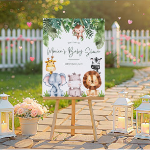 Safari Jungle Animals Baby Shower Welcome Sign