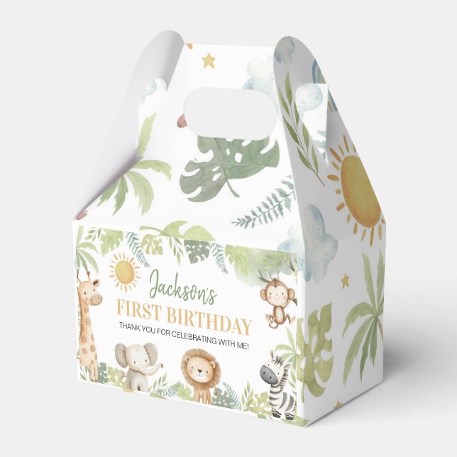 Safari Jungle Animals Birthday Favour Box (Front Side)