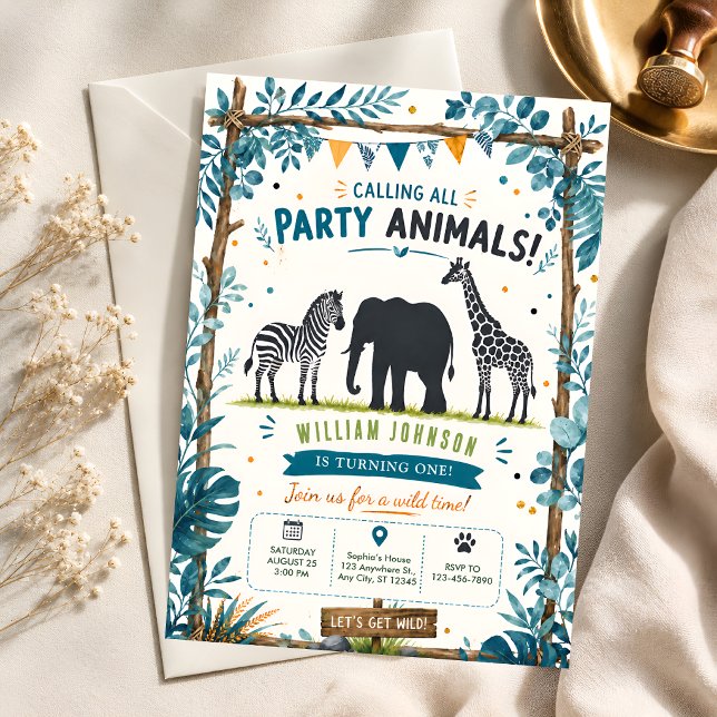 Safari Jungle Animals Birthday Invitation (Creator Uploaded)