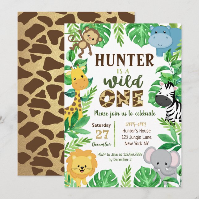 Safari Jungle Animals Birthday Invitations (Front/Back)