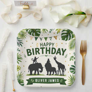 Safari Jungle Animals Birthday Paper Plate