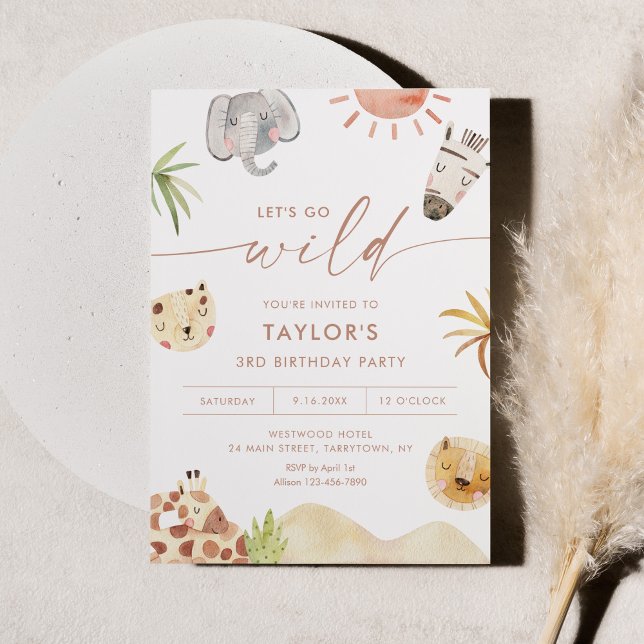 SAFARI Jungle Animals Birthday Party Invitation (Creator Uploaded)