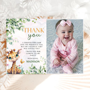 Safari Jungle Animals Birthday Photo Thank You Card