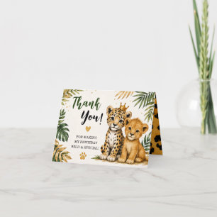 Safari Jungle Animals Birthday Thank You Card