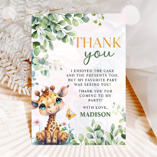 Safari Jungle Animals Birthday Thank You Card