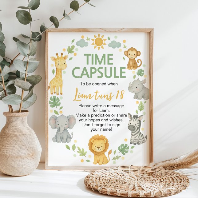 Safari Jungle Animals Birthday Time Capsule Sign (Creator Uploaded)