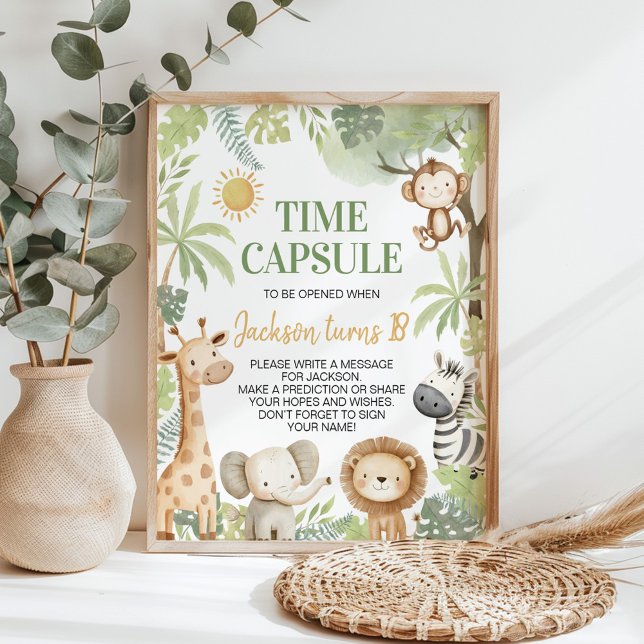 Safari Jungle Animals Birthday Time Capsule Sign (Creator Uploaded)