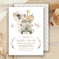 Safari Jungle Animals Boho Baby Shower Invitation