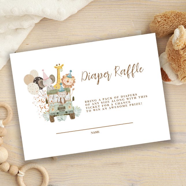 Safari Jungle Animals Boho Diaper Raffle Enclosure Card (Creator Uploaded)