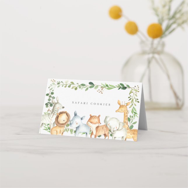 Safari Jungle Animals Buffet Food Labels Place Card (Front)