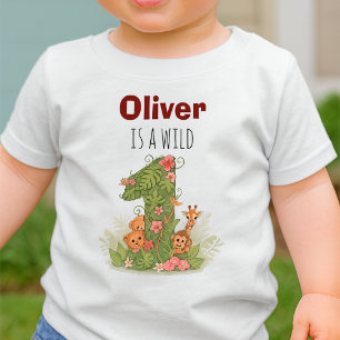 Safari Jungle Animals First Birthday Baby T-Shirt