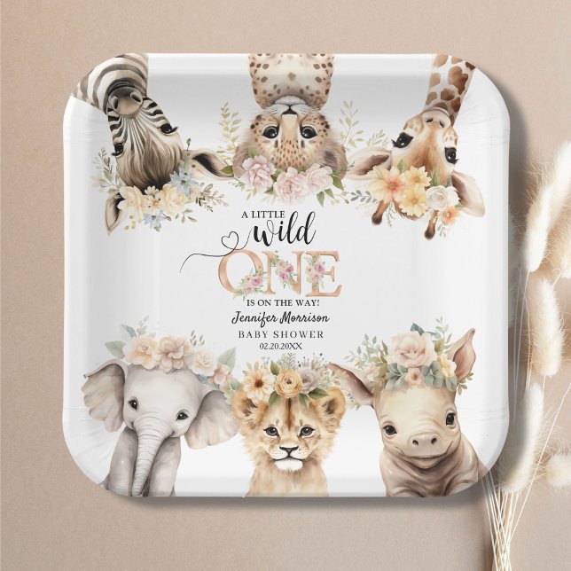 Safari Jungle Animals Girl Baby Shower Paper Plate (Creator Uploaded)