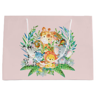 safari Jungle Animals Girls Baby Shower Gift Bag