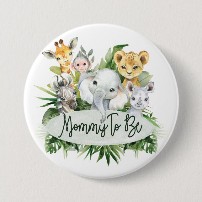 Safari Jungle Animals Mummy to be baby shower pin (Front)