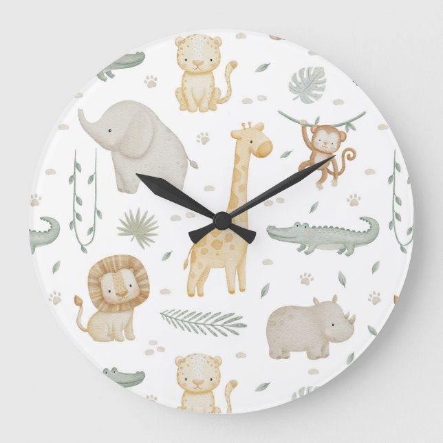 Safari Jungle Animals Nursery Clock (Front)