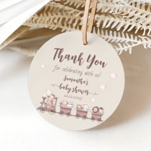 Safari Jungle Animals Train Baby Shower Favour Tag
