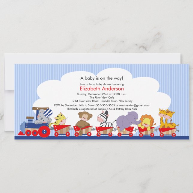 Safari Jungle Animals Train Baby Shower Invitation (Front)