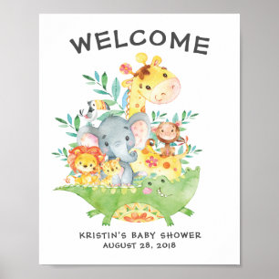 Safari Jungle Animals Welcome Baby Shower Poster