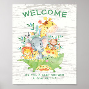 Safari Jungle Animals Welcome Baby Shower Poster