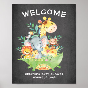 Safari Jungle Animals Welcome Baby Shower Poster