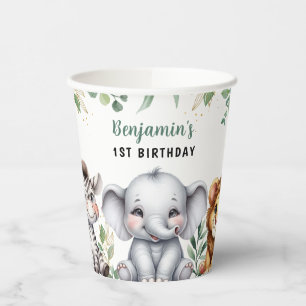 Safari Jungle Animals Wild One 1st Birthday Paper Cups