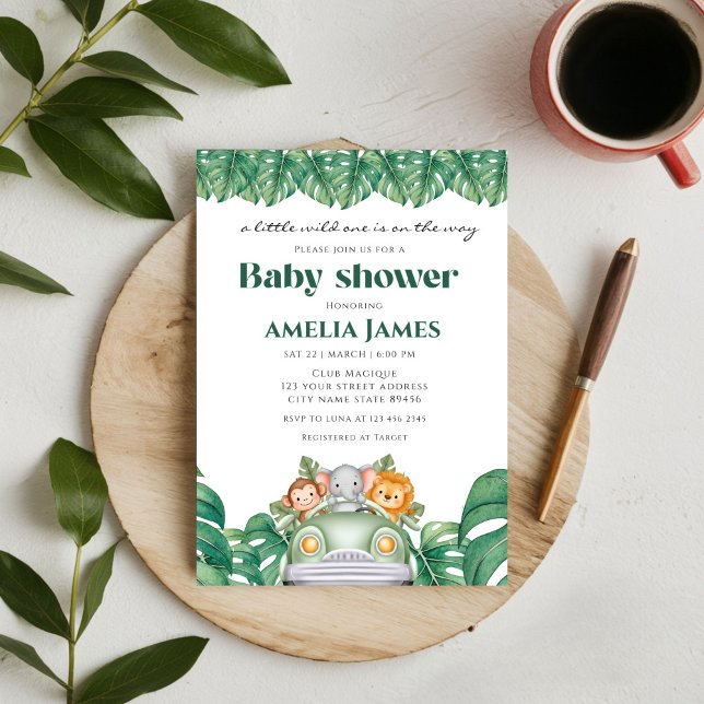 Safari Jungle Animals wild one boy Baby Shower  Invitation (Creator Uploaded)