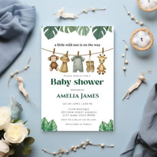 Safari Jungle Animals wild one boy Baby Shower  Invitation