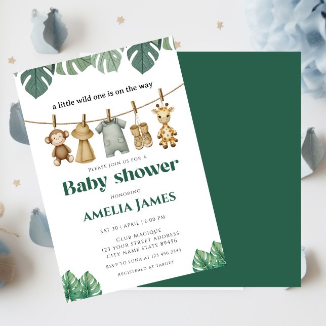 Safari Jungle Animals wild one boy Baby Shower  Invitation (Creator Uploaded)
