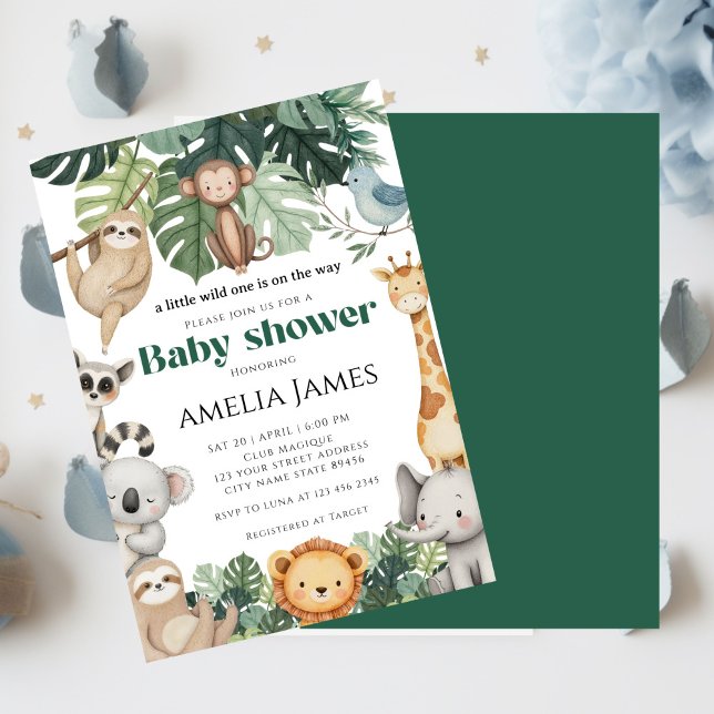 Safari Jungle Animals wild one boy Baby Shower  Invitation (Creator Uploaded)
