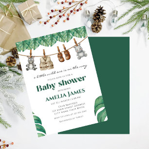 Safari Jungle Animals wild one boy Baby Shower  Invitation