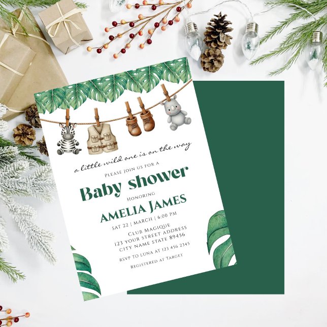 Safari Jungle Animals wild one boy Baby Shower  Invitation (Creator Uploaded)