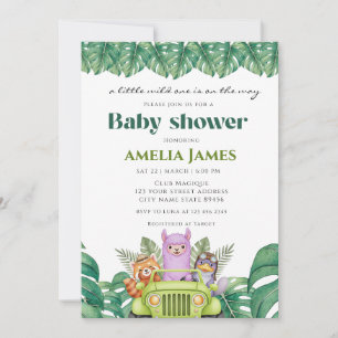 Safari Jungle Animals wild one boy Baby Shower  Invitation