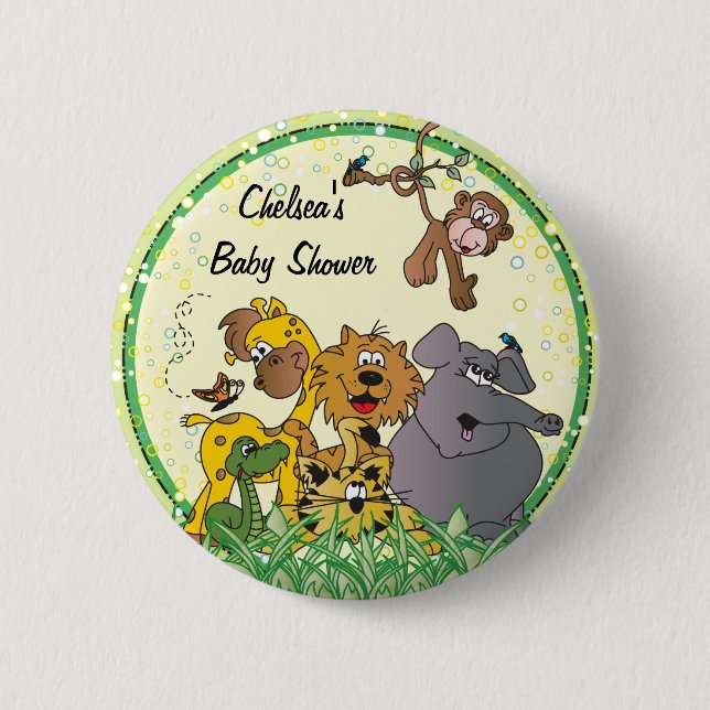 Safari Jungle Baby Animals | Baby Shower 6 Cm Round Badge (Front)