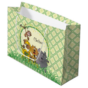 Safari Jungle Baby Animals Baby Shower Large Gift Bag