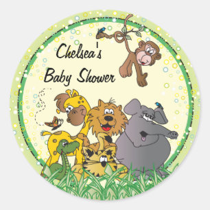 Safari Jungle Baby Animals Classic Round Sticker