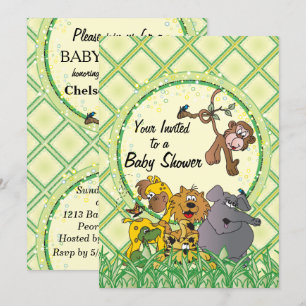 Safari Jungle Baby Animals Invitation