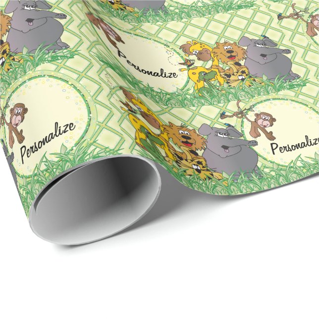 Safari Jungle Baby Animals Wrapping Paper (Roll Corner)