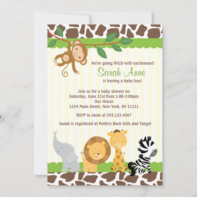 Safari Jungle Baby Boy Shower Invitation (Front)