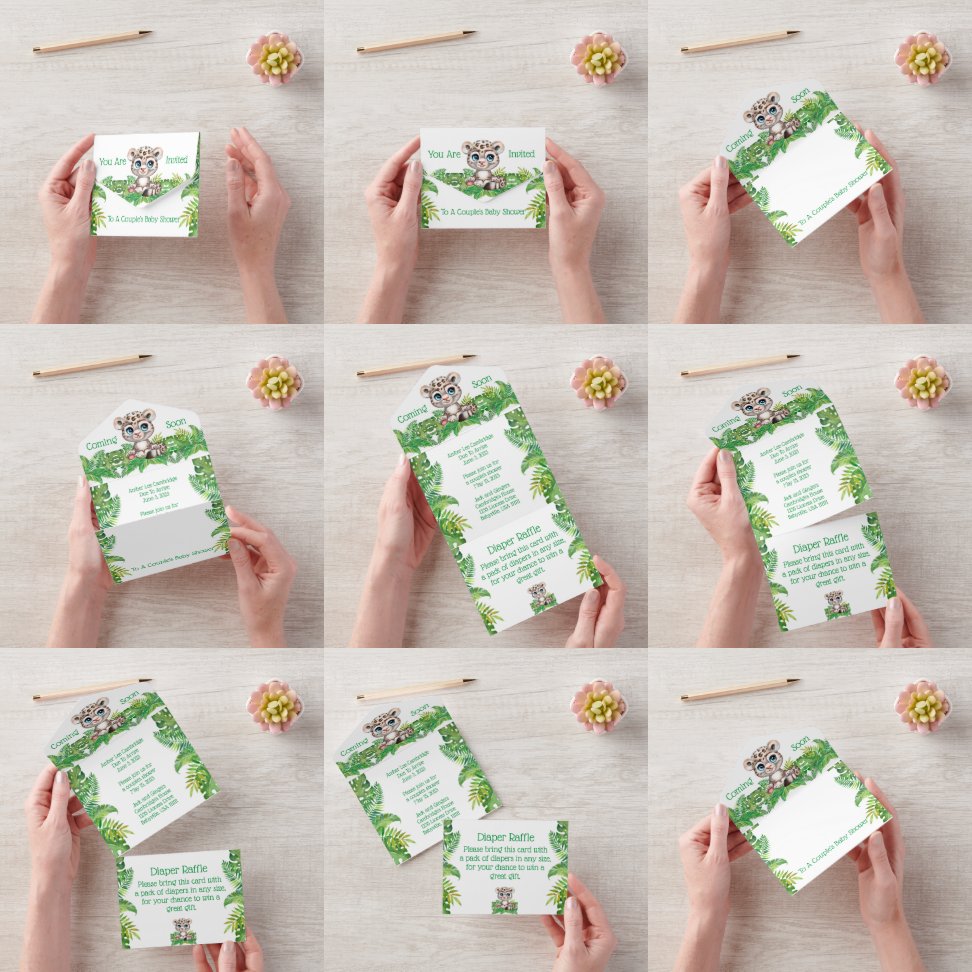 Safari Jungle Baby Shower All In One Invitation