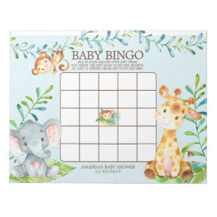 Safari Jungle Baby Shower Bingo Game Notepad