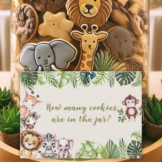 Safari Jungle Baby Shower Cookie Jar Guessing Game Place Card (Creator Uploaded)