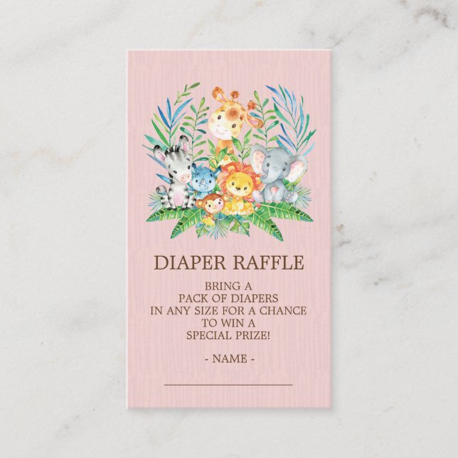 Safari Jungle Baby Shower Diaper Raffle Ticket Enclosure Card (Front)