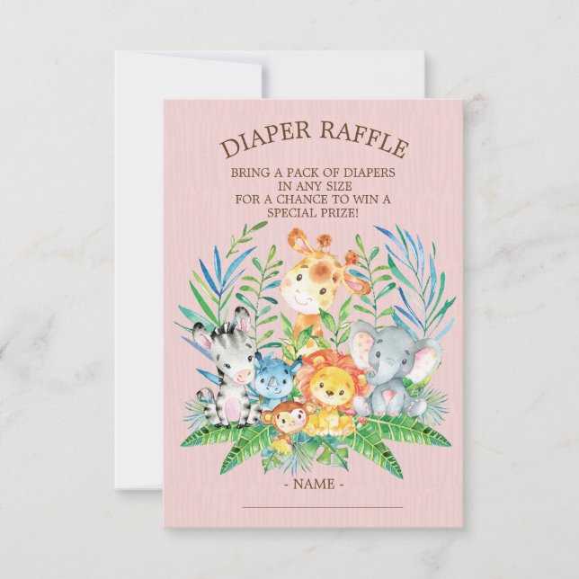 Safari Jungle Baby Shower Diaper Raffle Ticket Invitation (Front)