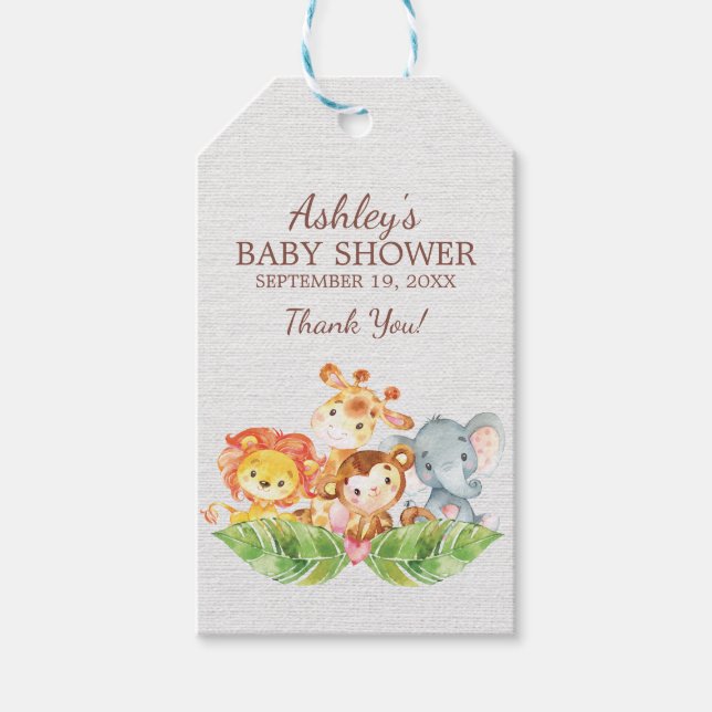 Safari Jungle Baby Shower Favour Gift Tag (Front)