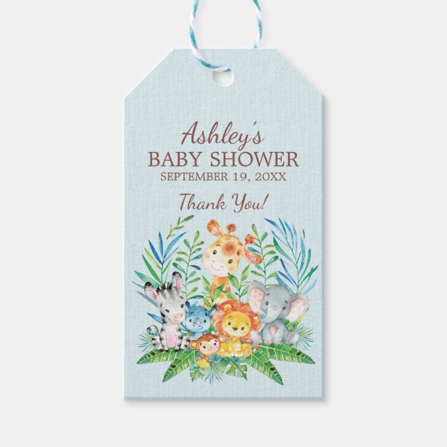 Safari Jungle Baby Shower Favour Gift Tag (Front)