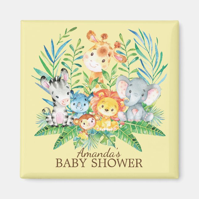 Safari Jungle Baby Shower Favour Magnet (Front)