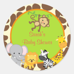 Safari Jungle Baby Shower favour stickers Tags
