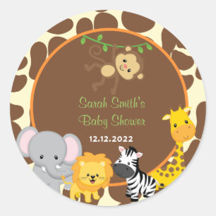 Safari Jungle Baby Shower Favour Tags Stickers
