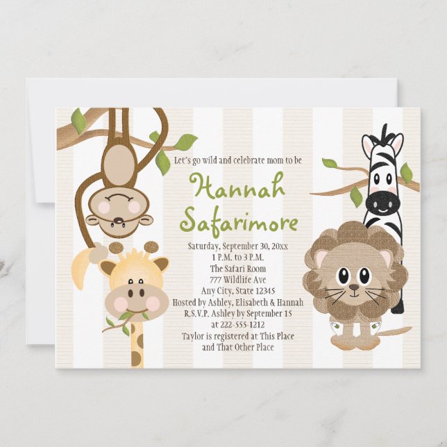 Safari Jungle Baby Shower Invitations (Front)