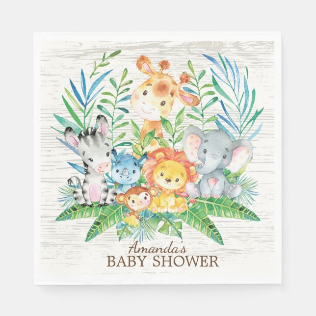 Safari Jungle Baby Shower Paper Napkins (Front)